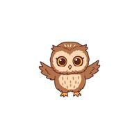 An icon of a cute cartoon owl with its wings outstretched, as if waving, symbolizing greeting, friendliness, and an inviting gesture. vector