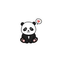 An icon of a cute cartoon panda sitting with a heart symbol and question mark above its head, symbolizing love, affection, and curiosity about emotions. vector