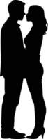 Silhouette of Romantic Couple Embracing in Tender Hug Representing Love, Intimacy, Emotional Connection, and Timeless Affection in Artistic Illustration vector