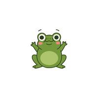 An icon of a cute cartoon frog with widely outstretched arms, symbolizing openness, welcoming, and an embracing gesture. vector