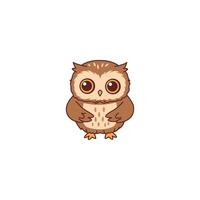 An icon of a cute cartoon owl with its wings clasped together and a shy expression, suggesting bashfulness, modesty, or innocence. vector