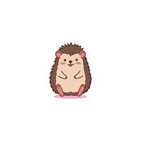 An icon of a cute cartoon hedgehog sitting with a relaxed posture and gentle smile, symbolizing calm, comfort, and peacefulness. vector