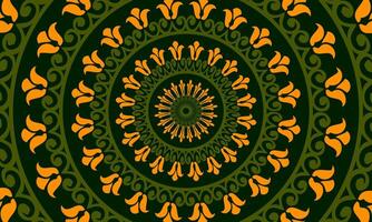 Abstract circle greek mandala ethnic pattern. Decoration green elements patterns. vector