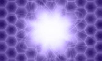 Abstract shiny purple hexagon pattern. dimension on white rays. vector