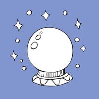 A hand-drawn crystal ball of a witch. vector