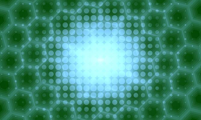 Abstract shiny green hexagon pattern. soft dotted halftone background.