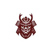 a samurai head logo with a red background vector