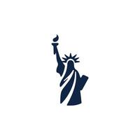 the statue of liberty is shown in a blue and white logo vector