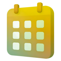 A 3D cartoon calendar icon with a yellow and green gradient. png