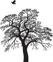 tree silhouette line art design vector