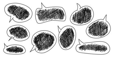 Speech bubbles comic on doodle set. isolated on white background. vector