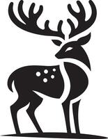 Black and white deer silhouette on a white background vector