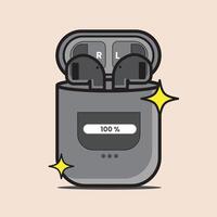 Flat Design of Wireless Airpods Pro Modern, Headphone Symbol Simple Icon Illustration vector