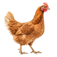Detailed illustration of a brown hen with a transparent background, perfect for educational materials or adding a touch of farm life to designs. png