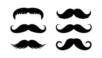 Black Mustache Silhouette Icon Set Various Retro and Stylish Mustache Designs. vector