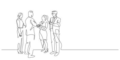 business event talking group one line drawing continuous vector
