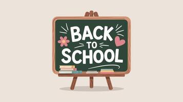 Back to School Chalkboard Sign with Books and Decorative Elements With Solid background vector