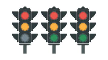 Vectors illustration of traffic light icons showing red, yellow, and green signals