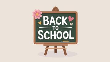 Back to School Chalkboard Sign with Books and Decorative Elements vector