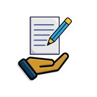 education icon. Notes and Highlighting Tools in hand. smart, learning, clever. isometric style vector