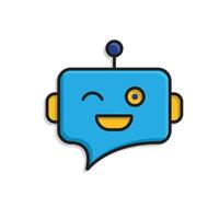 ai icon. AI Personal Assistant. Chatbot avatar. Chat bubble with smiling robot face. UI, education. isometric design style vector