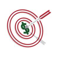 A dart hitting a target with a dollar sign in the center. mixed style design vector