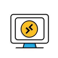 Remote Work. Remote desktop icon. Computer screen with remote symbol. collaboration. Mixed design style vector