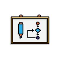 Remote Work. Virtual whiteboard icon. Digital board with marker and diagram icons. collaboration. isometric design style vector