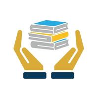 education icon. book or ebook in hand. smart, learning, clever. Flat design vector
