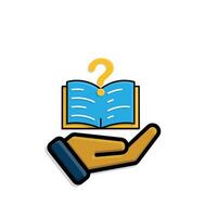 education icon. question or issue in hand. book or paper question mark. clever. isometric design style vector