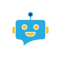 ai icon. AI Personal Assistant. Chatbot avatar. Friendly robot face with chat bubble. UI, education. Flat design style vector