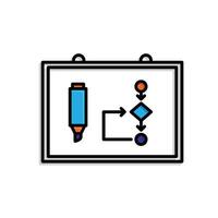 Remote Work. Virtual whiteboard icon. Digital board with marker and diagram icons. collaboration. Mixed design style vector