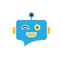 ai icon. AI Personal Assistant. Chatbot avatar. Chat bubble with smiling robot face. UI, education. Flat design style vector