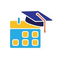 education icon. academic calendar. calendar with graduation cap icon. smart. Flat design style vector