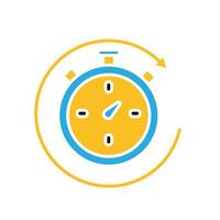 Remote Work. Time tracker icon. Counter clock with circular progress bar. collaboration. Flat design style vector