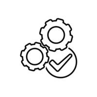 ai icon. AI Personal Assistant. Task automation. Two Gears moving with automatic checklist. UI. Outline design style vector
