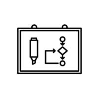 Remote Work. Virtual whiteboard icon. Digital board with marker and diagram icons. collaboration. Outline design style vector