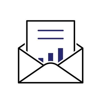 ai icon. AI Personal Assistant. Email summarizer. Envelope and summary chart. UI, education. outline design style vector