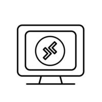 Remote Work. Remote desktop icon. Computer screen with remote symbol. collaboration. Outline design style vector