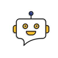 ai icon. AI Personal Assistant. Chatbot avatar. Friendly robot face with chat bubble. UI, education. Mixed design style vector