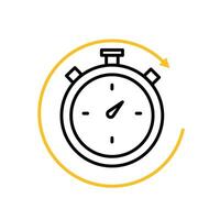 Remote Work. Time tracker icon. Counter clock with circular progress bar. collaboration. Outline design style vector