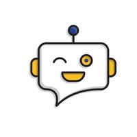 ai icon. AI Personal Assistant. Chatbot avatar. Chat bubble with smiling robot face. UI, education. Mixed design style vector