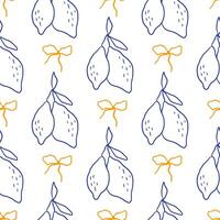Hand drawn doodle summer lemon pattern vector