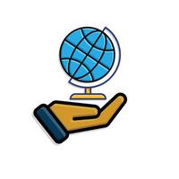 education icon. Subject Icon Geography in hand. globe with white background. smart. isometric design vector