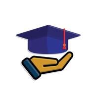 education icon. student in hand. graduation cap on white background. clever. isometric design style vector
