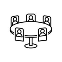 Remote Work. Online meeting icon. Round table room with avatar icon. collaboration, online, remote. Outline design style vector