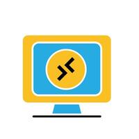 Remote Work. Remote desktop icon. Computer screen with remote symbol. collaboration. Flat design style vector