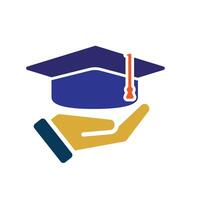 education icon. student in hand. graduation cap on white background. Smart. flat design style vector