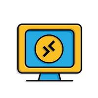 Remote Work. Remote desktop icon. Computer screen with remote symbol. collaboration. Isometric design style vector