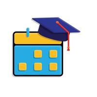 education icon. academic calendar. calendar with graduation cap icon. smart. isometric design style vector